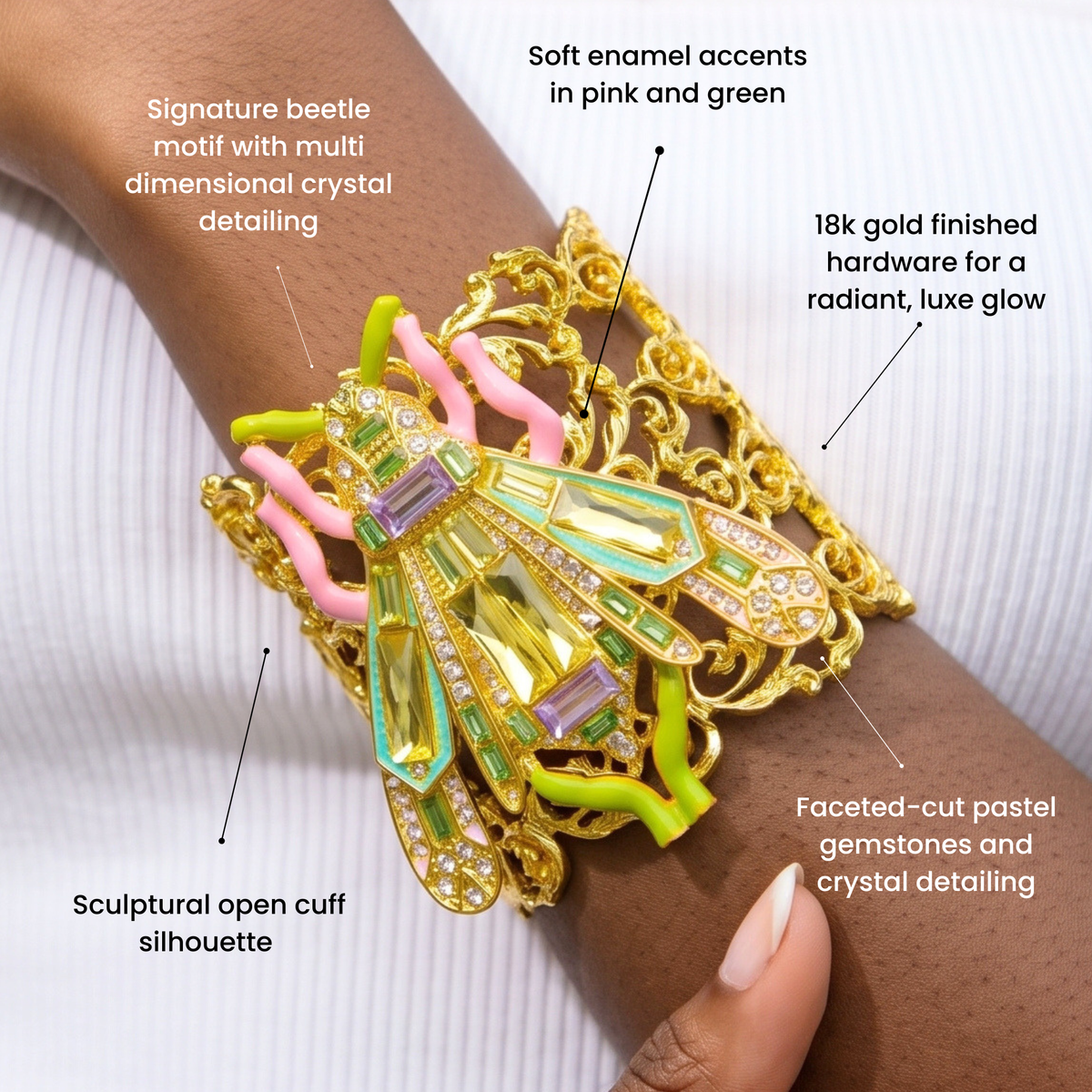 Miss Beasley Cuff - Amethyst Crystal,Bracelets, Sassy Jones,