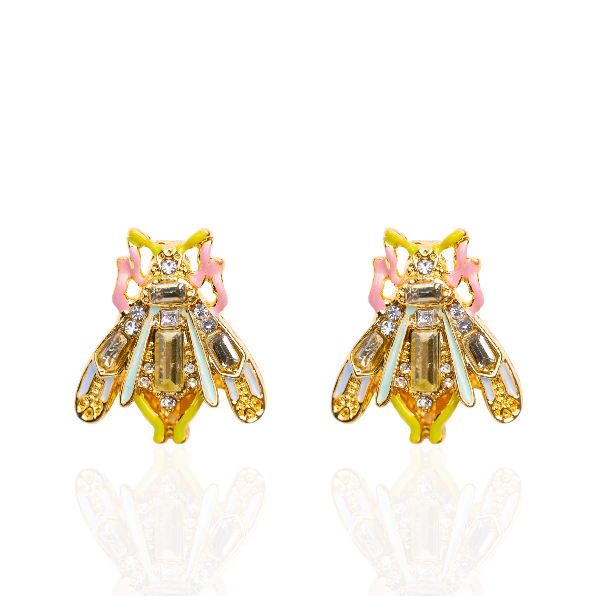 statement stud earrings, crystal statement earrings, luxury costume jewelry earrings, designer fashion earrings, bold gold stud earrings, embellished stud earrings, boutique statement earrings, couture inspired earrings, colorful crystal earrings, glamorous stud earrings