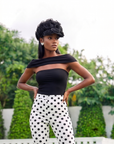 Rosette Ruffle Chiffon Cap - Onyx Bloom