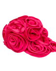 Petal pink chiffon rosette statement cap featuring handcrafted sculptural floral detailing by Sassy Jones.