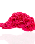 Petal pink chiffon rosette statement cap featuring handcrafted sculptural floral detailing by Sassy Jones.