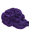 Royal purple chiffon rosette statement cap featuring handcrafted floral detailing by Sassy Jones.