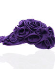 Royal purple chiffon rosette statement cap featuring handcrafted floral detailing by Sassy Jones.