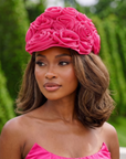 Rosette Ruffle Chiffon Cap - Petal Pink