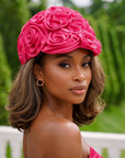Rosette Ruffle Chiffon Cap - Petal Pink