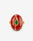 Samira Natural Stone Ring in Mulberry Wine featuring an oversized wine colored stone with green center accent.
