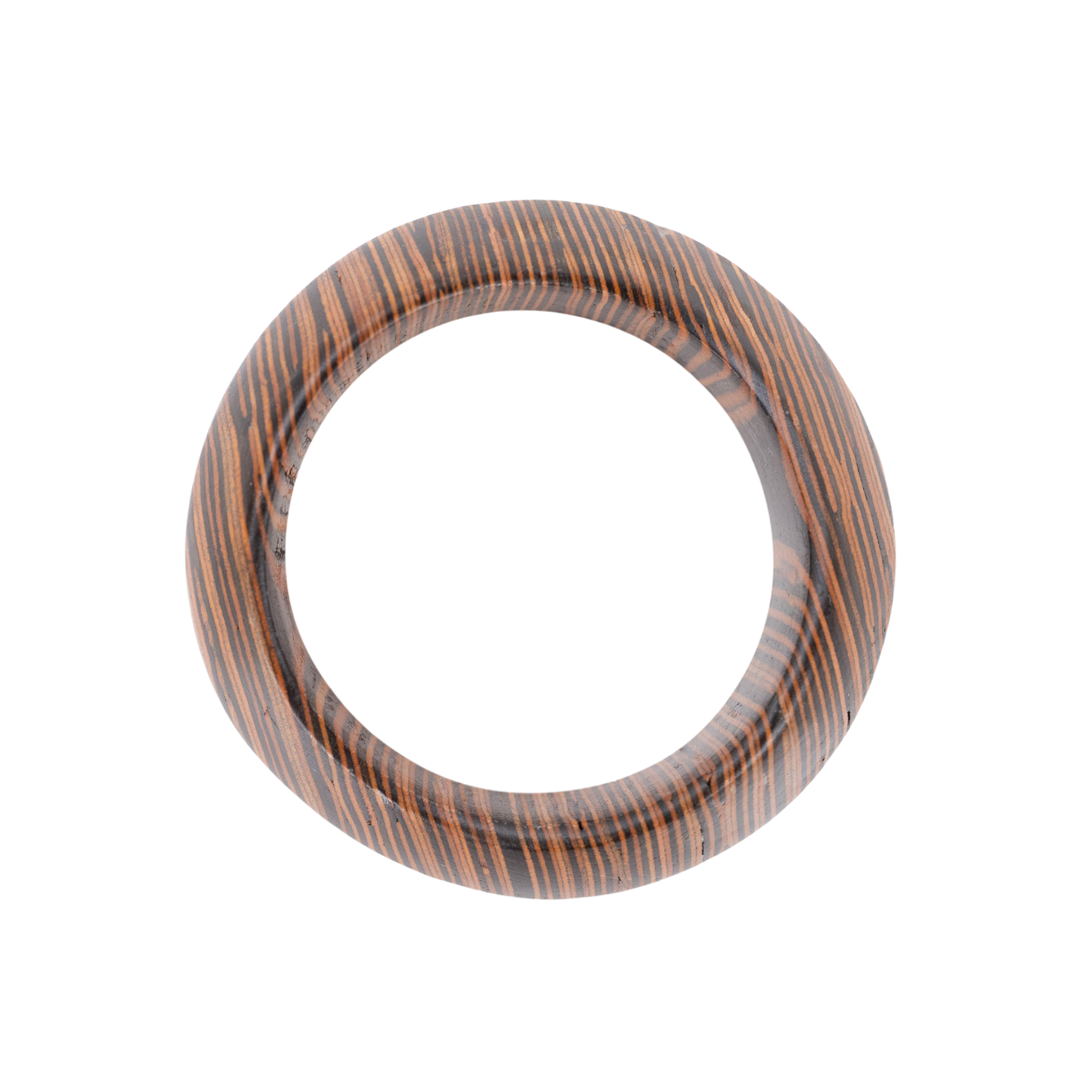 Abstract sculptural woodgrain inspired statement bangle bracelet in espresso and caramel tones with polished asymmetrical silhouette by Sassy Jones.