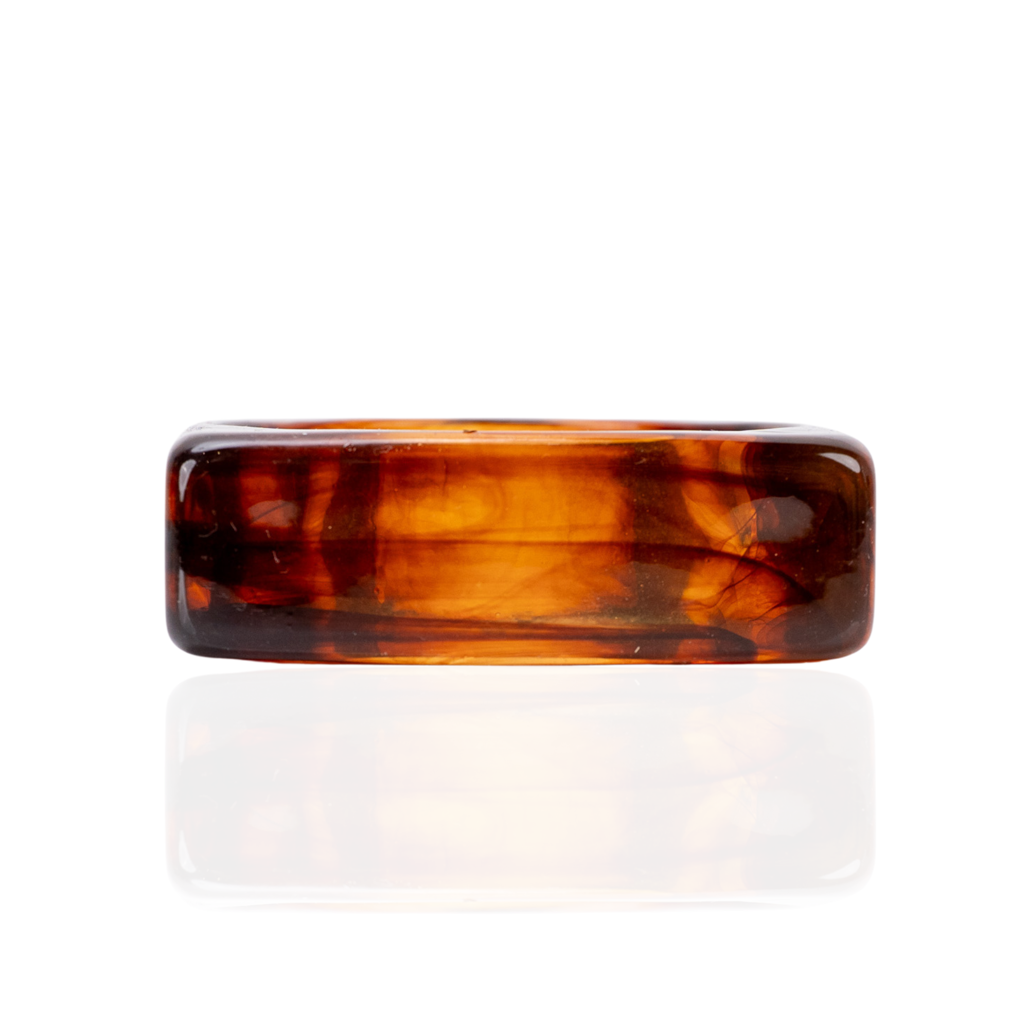 Glossy tortoise inspired statement bangle bracelet with amber and espresso marbled finish by Sassy Jones.