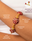 Scarlette 18k Dainty Pearl Bracelet - Ladybug,Bracelets, Sassy Jones,