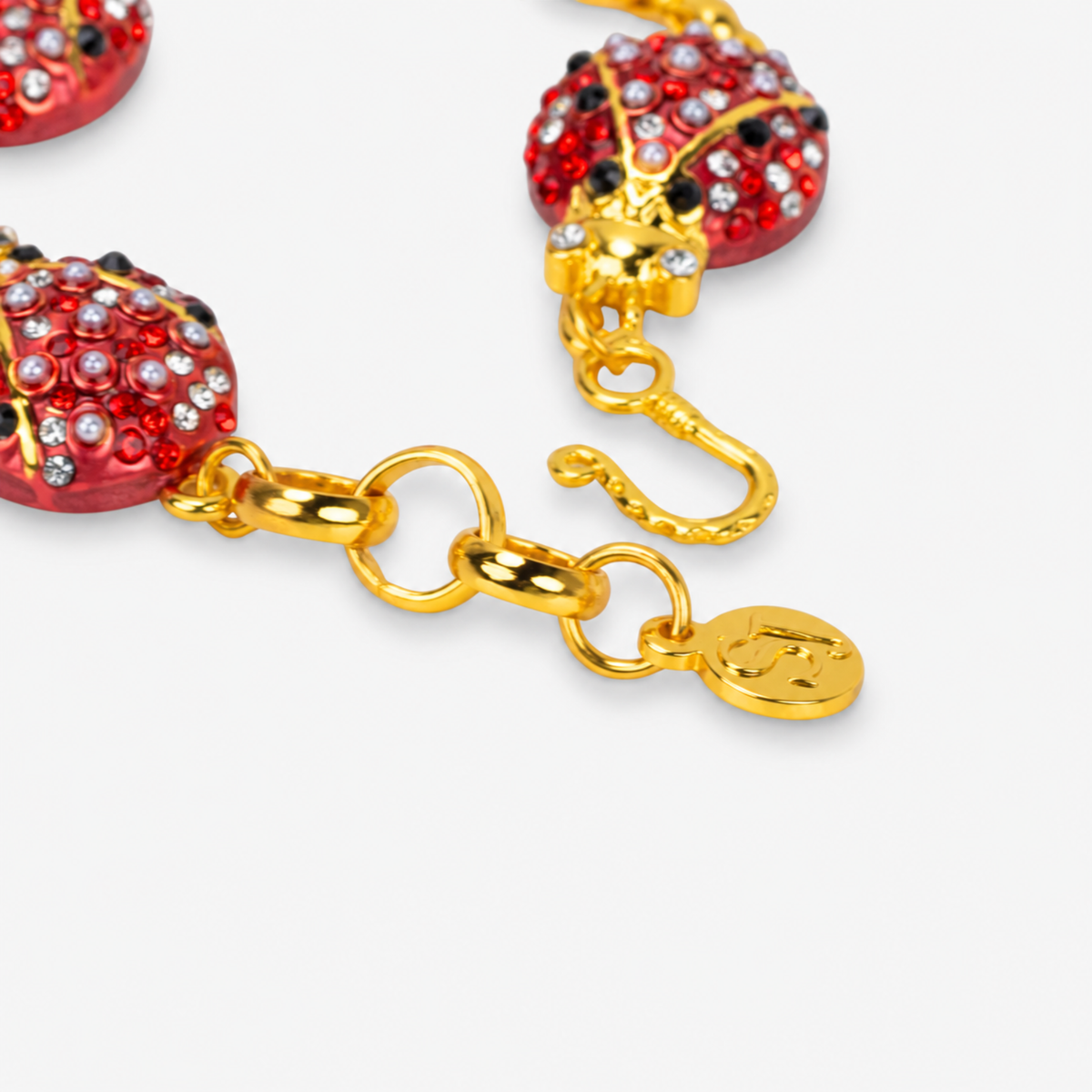 Scarlette 18k Dainty Pearl Bracelet - Ladybug,Bracelets, Sassy Jones,