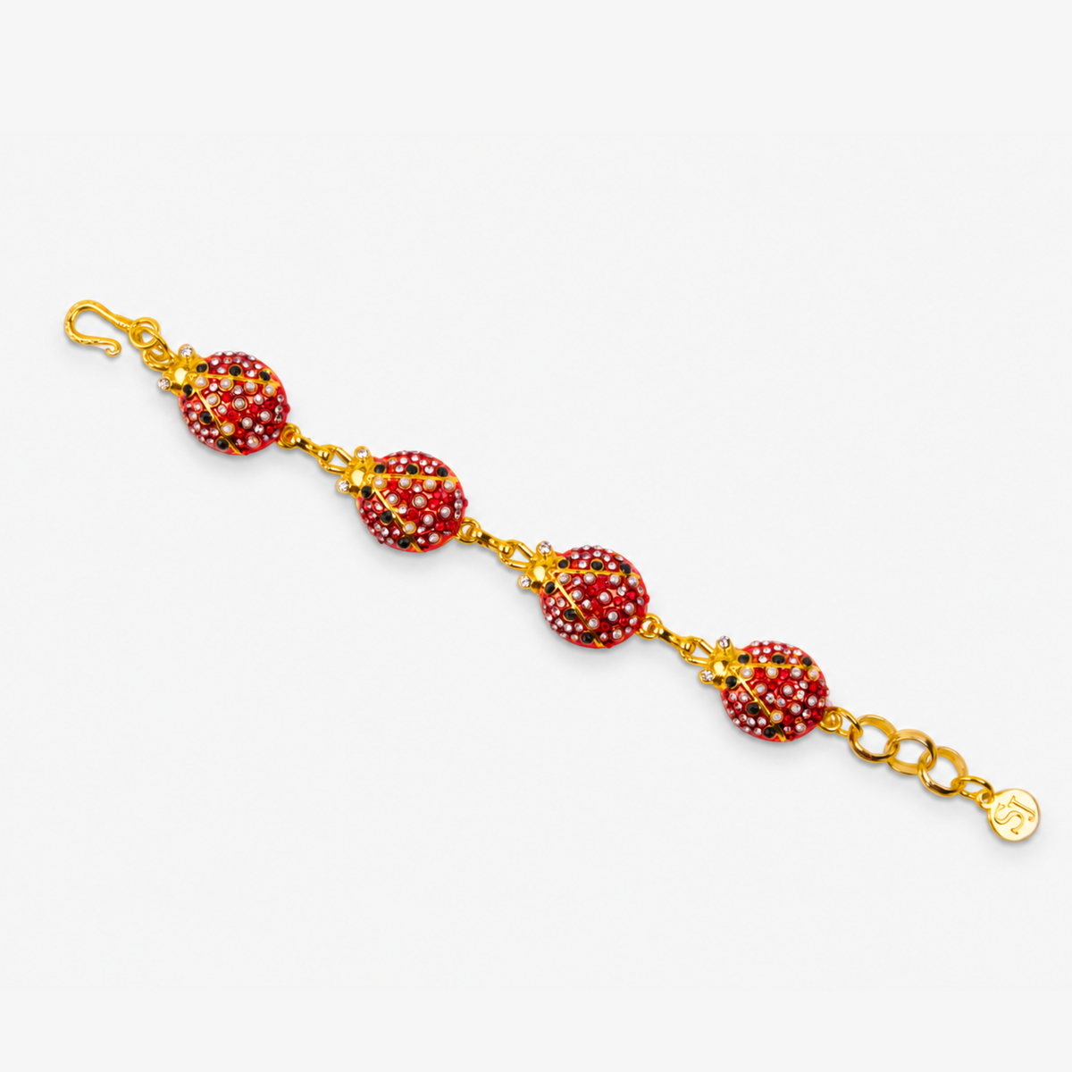 Scarlette 18k Dainty Pearl Bracelet - Ladybug,Bracelets, Sassy Jones,