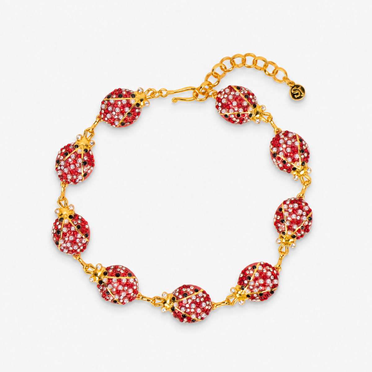 Scarlette 18k Dainty Pearl Chain - Ladybug,Necklaces, Sassy Jones,