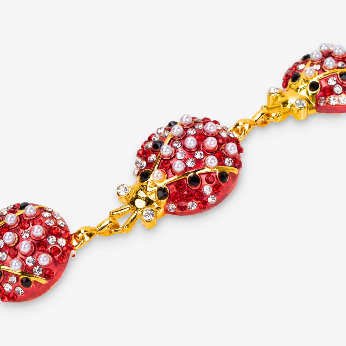 Scarlette 18k Dainty Pearl Chain - Ladybug,Necklaces, Sassy Jones,