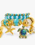 Soleia Sea Turtle 3pc Chunky Stack featuring turquoise, ivory, and gold beads with coastal charms.