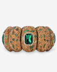 Soraya Luxe Stretch Bracelet in Emerald featuring oversized sculptural segments with green and crystal embellishments.