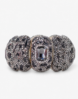 Soraya Luxe Stretch Bracelet in Onyx featuring oversized black sculptural segments covered in sparkling crystal accents.