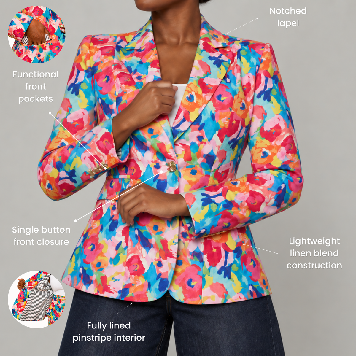 The Summer Garden Blazer,Clothing, Sassy Jones,