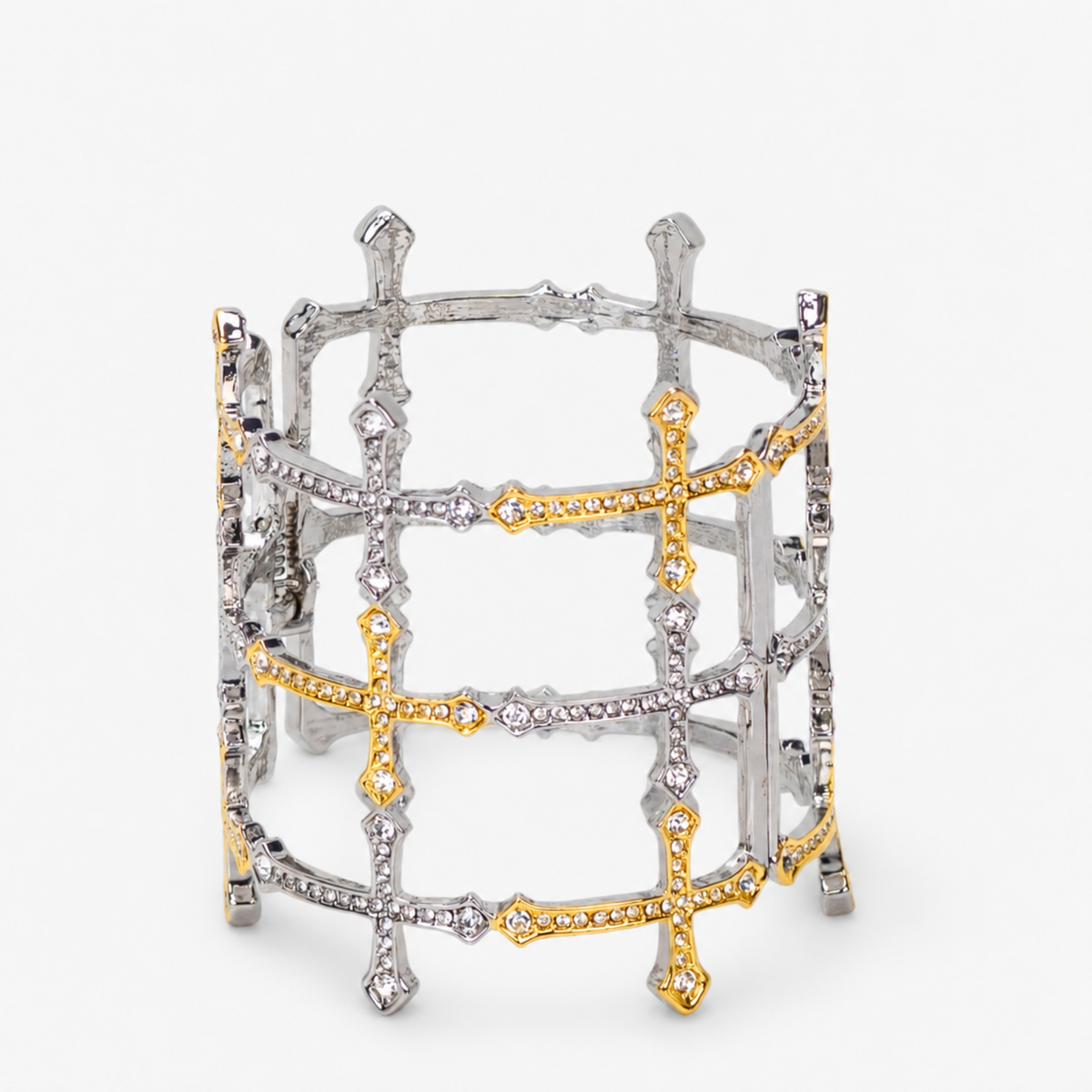 Trinity 18K Cross Sparkling Cuff,Bracelets, Sassy Jones,