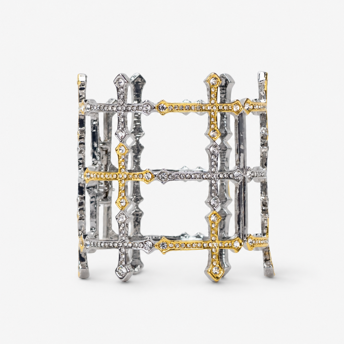 Trinity 18K Cross Sparkling Cuff,Bracelets, Sassy Jones,