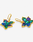 Vintage inspired statement earrings featuring sculptural jeweled flowers with Gold tone finish detailing.