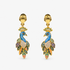Victoriana Prissy Peacock Earrings featuring colorful hand painted enamel peacocks with gold detailing.