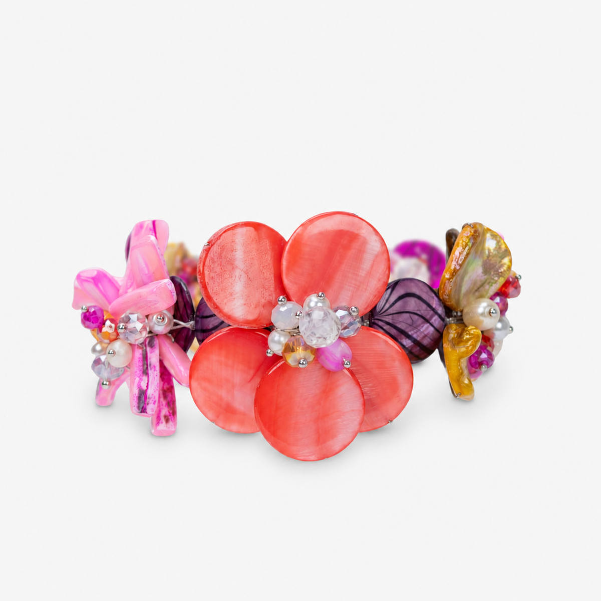 Wisteria Semi Precious Bracelet - Pink/Orange Abalone ,Bracelets, Sassy Jones,