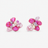 Wisteria Semi Precious Earrings in Pink and Orange Abalone featuring handcrafted floral shell drops with pearl and glass bead centers.
