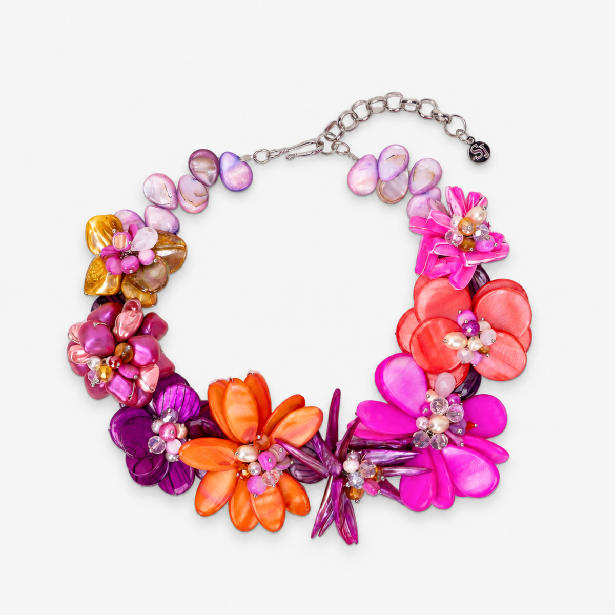 Wisteria Semi Precious Necklace- Pink/ Orange Abalone,Necklaces, Sassy Jones,