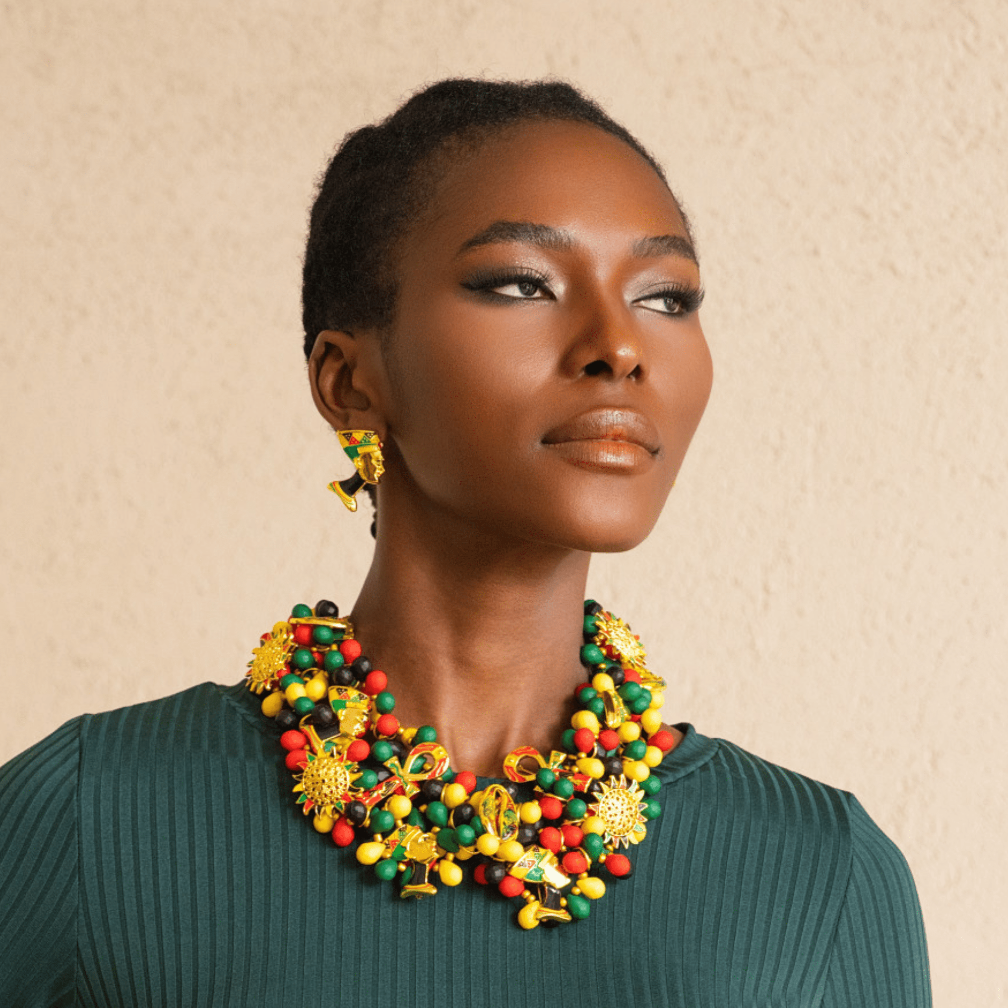 Afrikaan 18k Queen Brooch Bib,Necklaces, Sassy Jones,