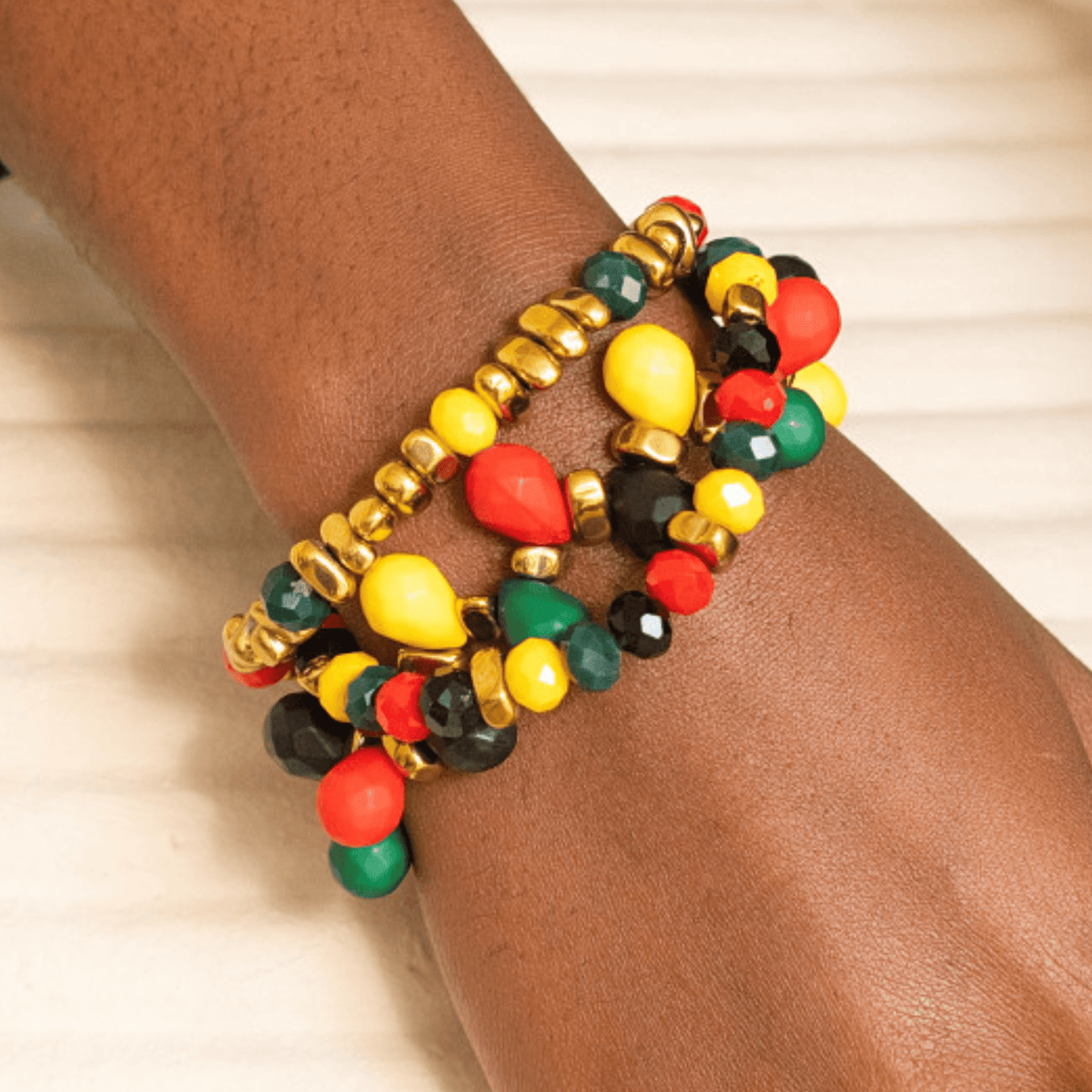 Afrikaan 18k Queen Stretch Bracelet Stack