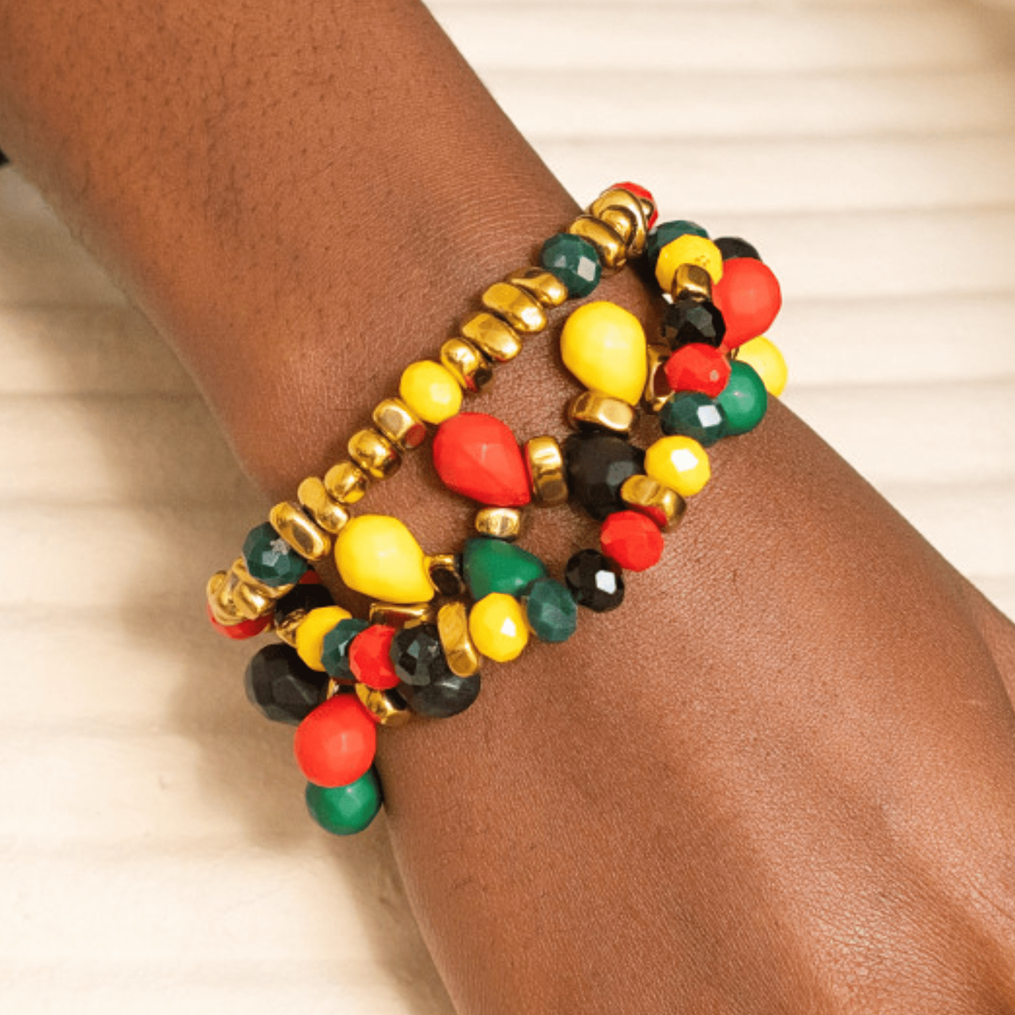 Afrikaan 18k Queen Stretch Bracelet Stack,Bracelets, Sassy Jones,