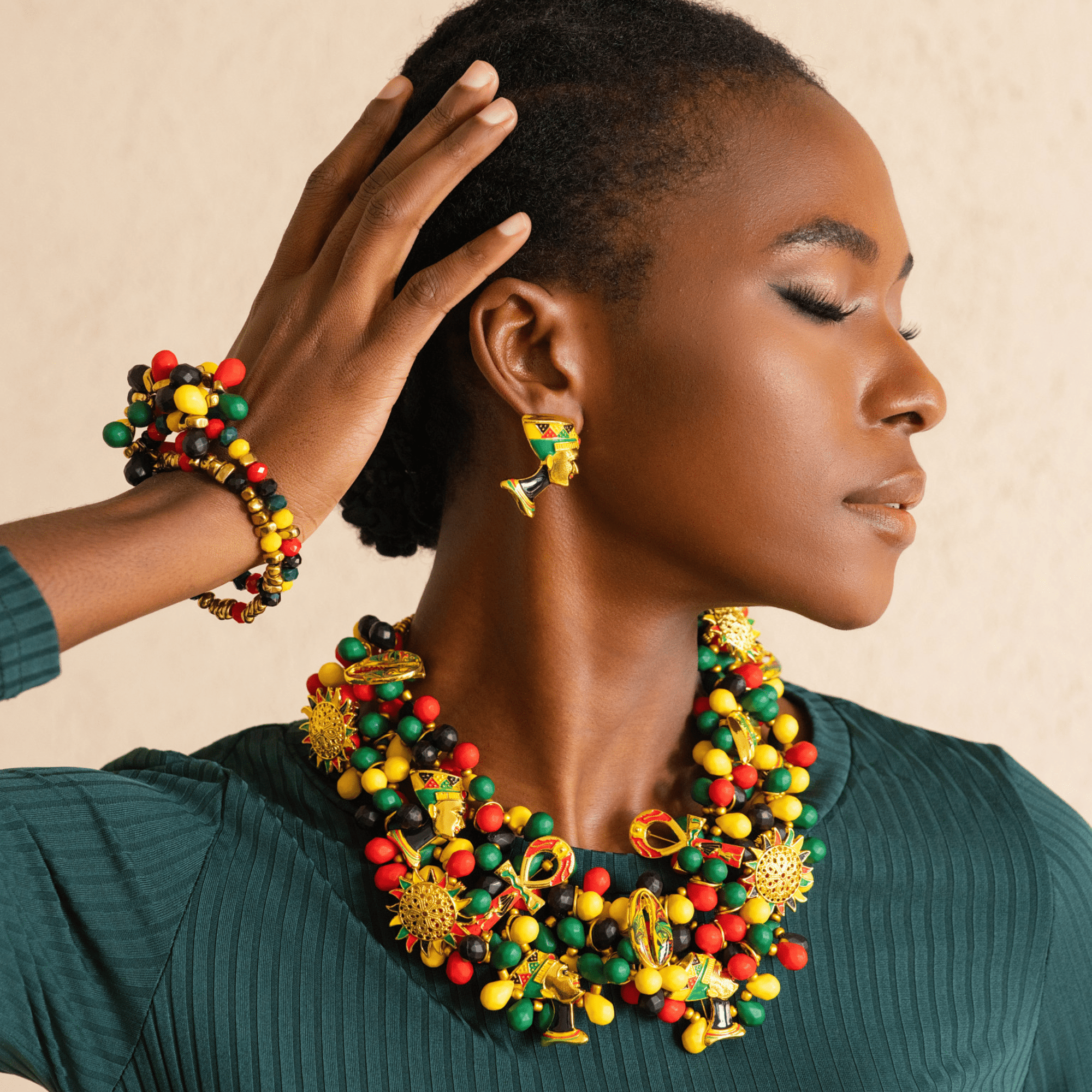 Afrikaan 18k Queen Studs,Earrings, Sassy Jones,