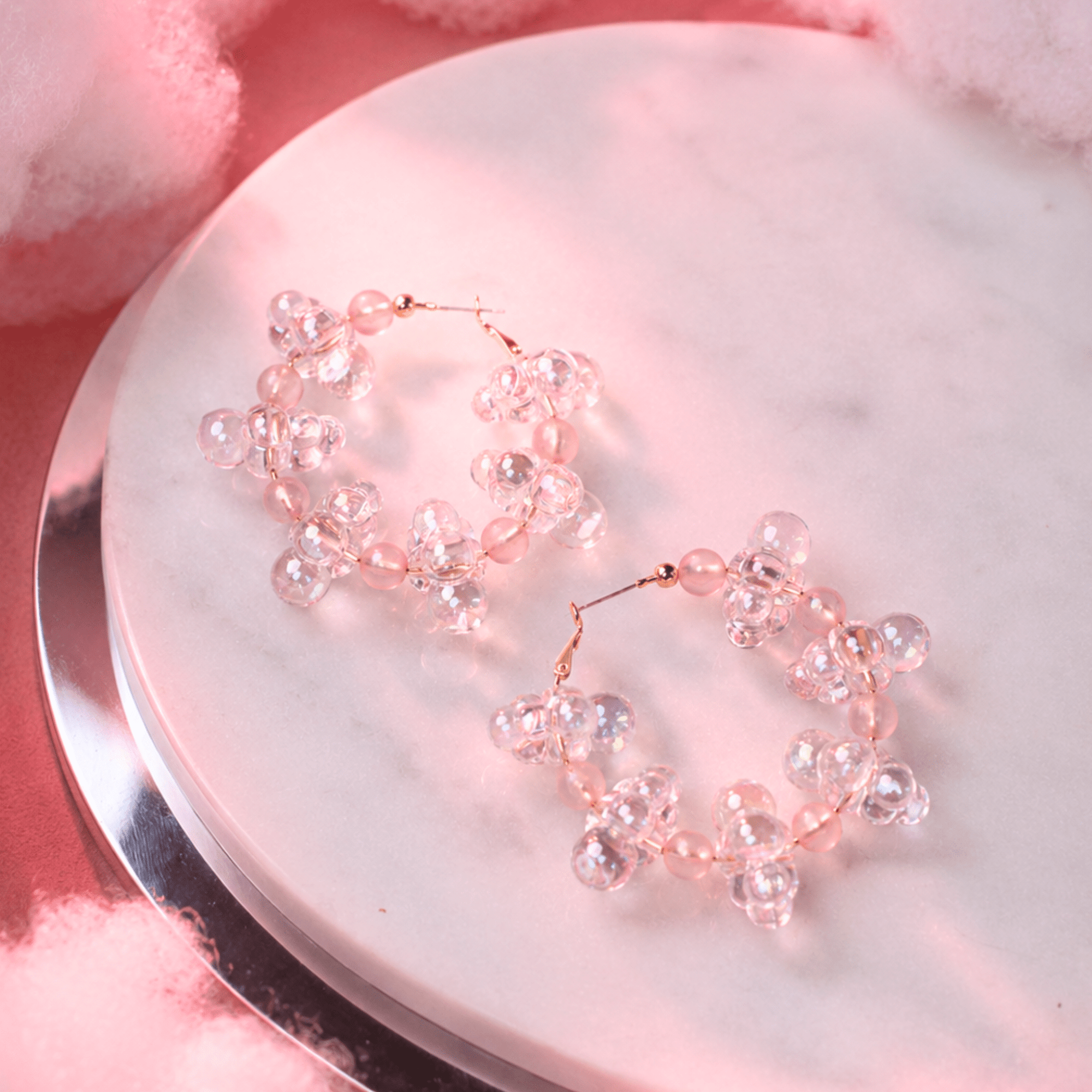Alana Bubble Cloud Hoops - Pink,Earrings, Sassy Jones,