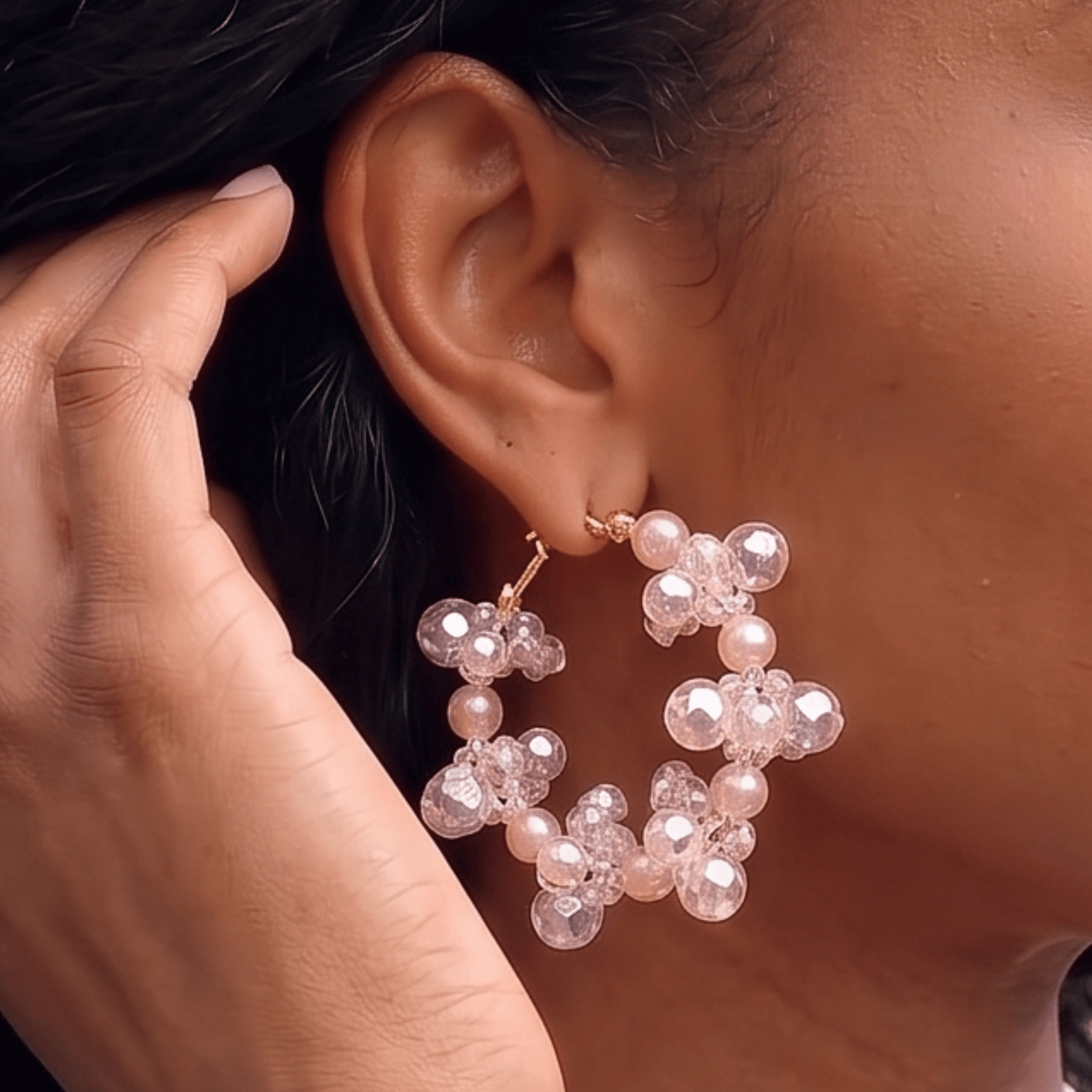 Alana Bubble Cloud Hoops - Pink,Earrings, Sassy Jones,