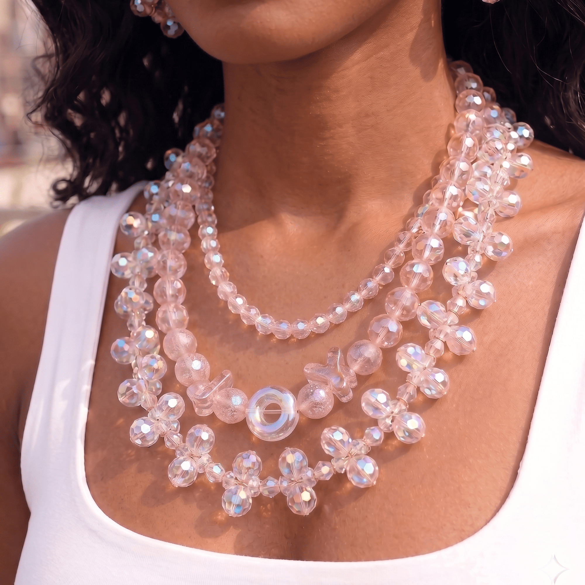 Alana Bubble Cloud Necklace - Pink,Necklaces, Sassy Jones,