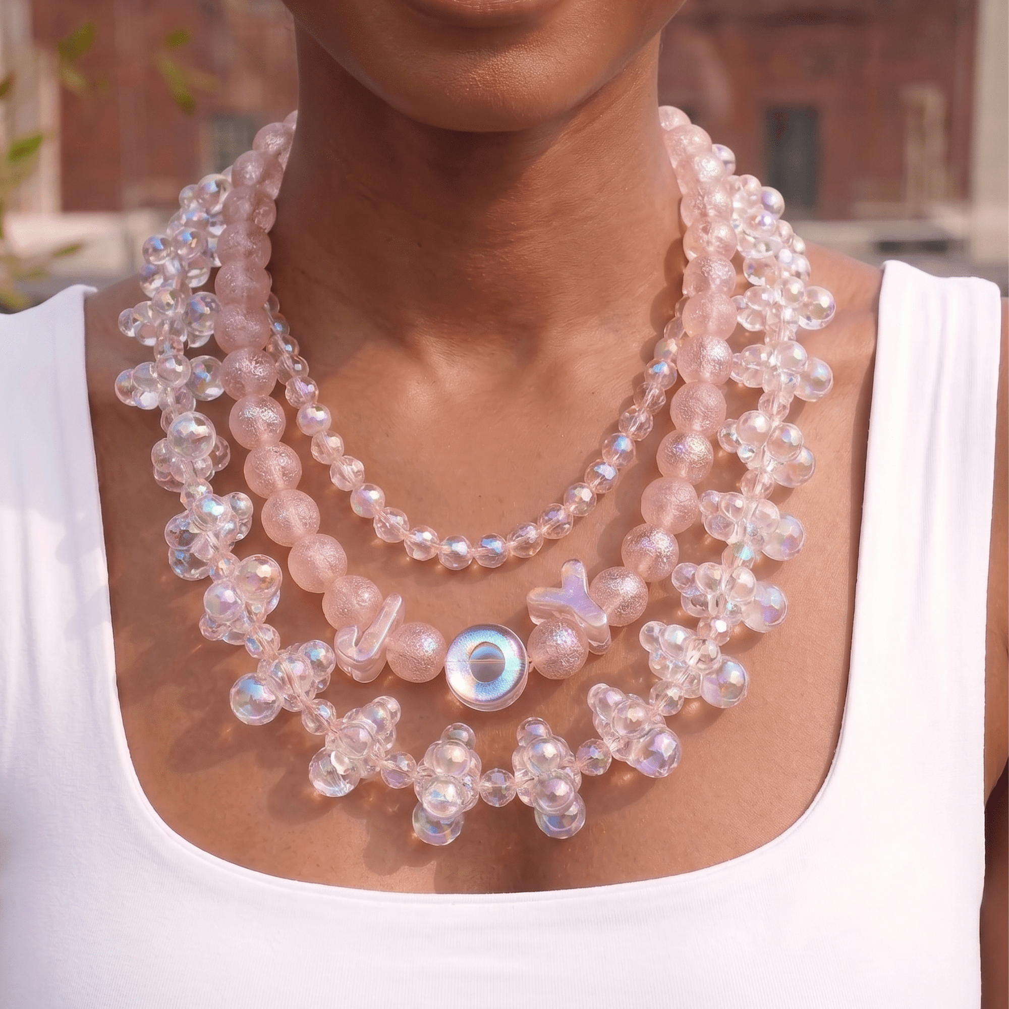 Alana Bubble Cloud Necklace - Pink,Necklaces, Sassy Jones,