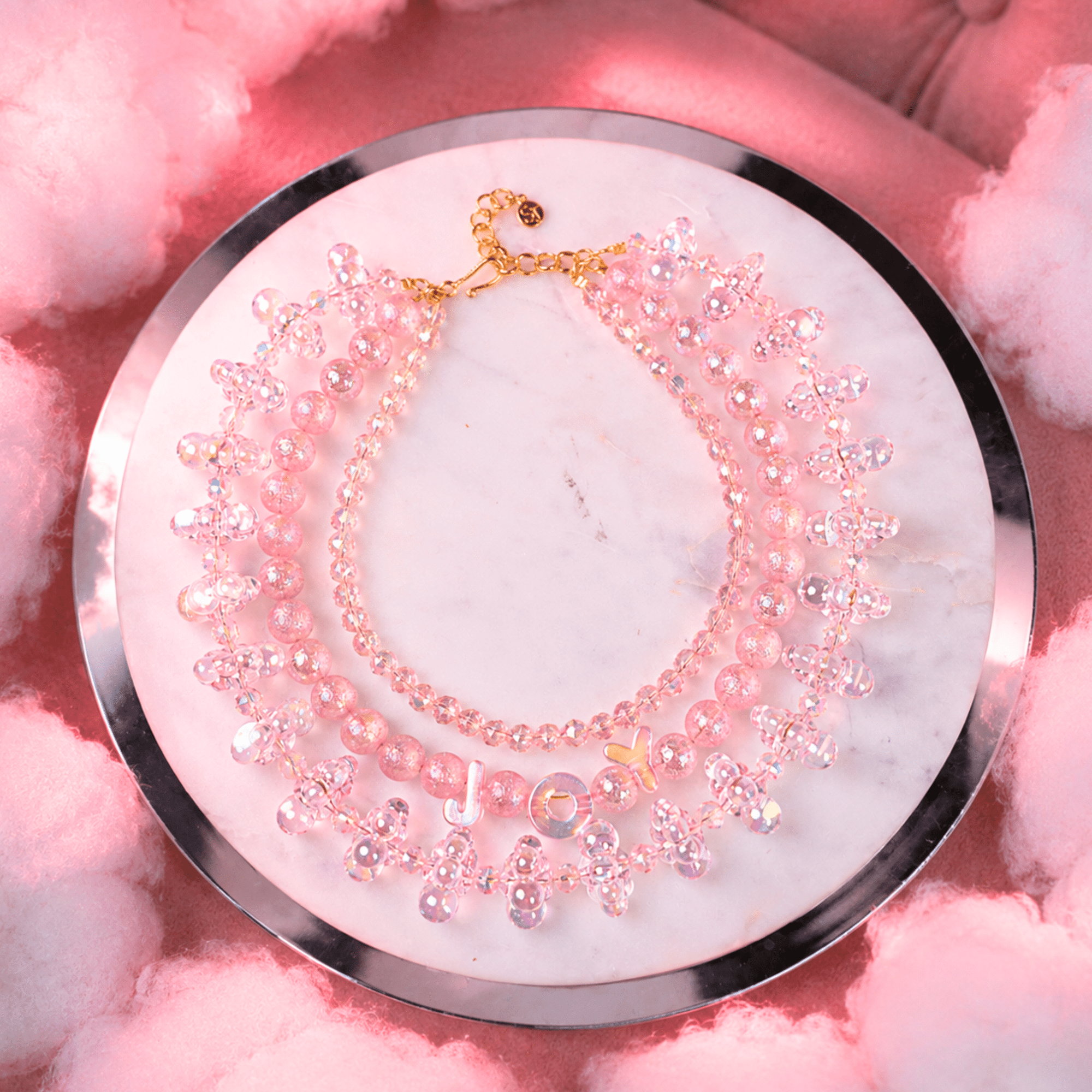 Alana Bubble Cloud Necklace - Pink,Necklaces, Sassy Jones,