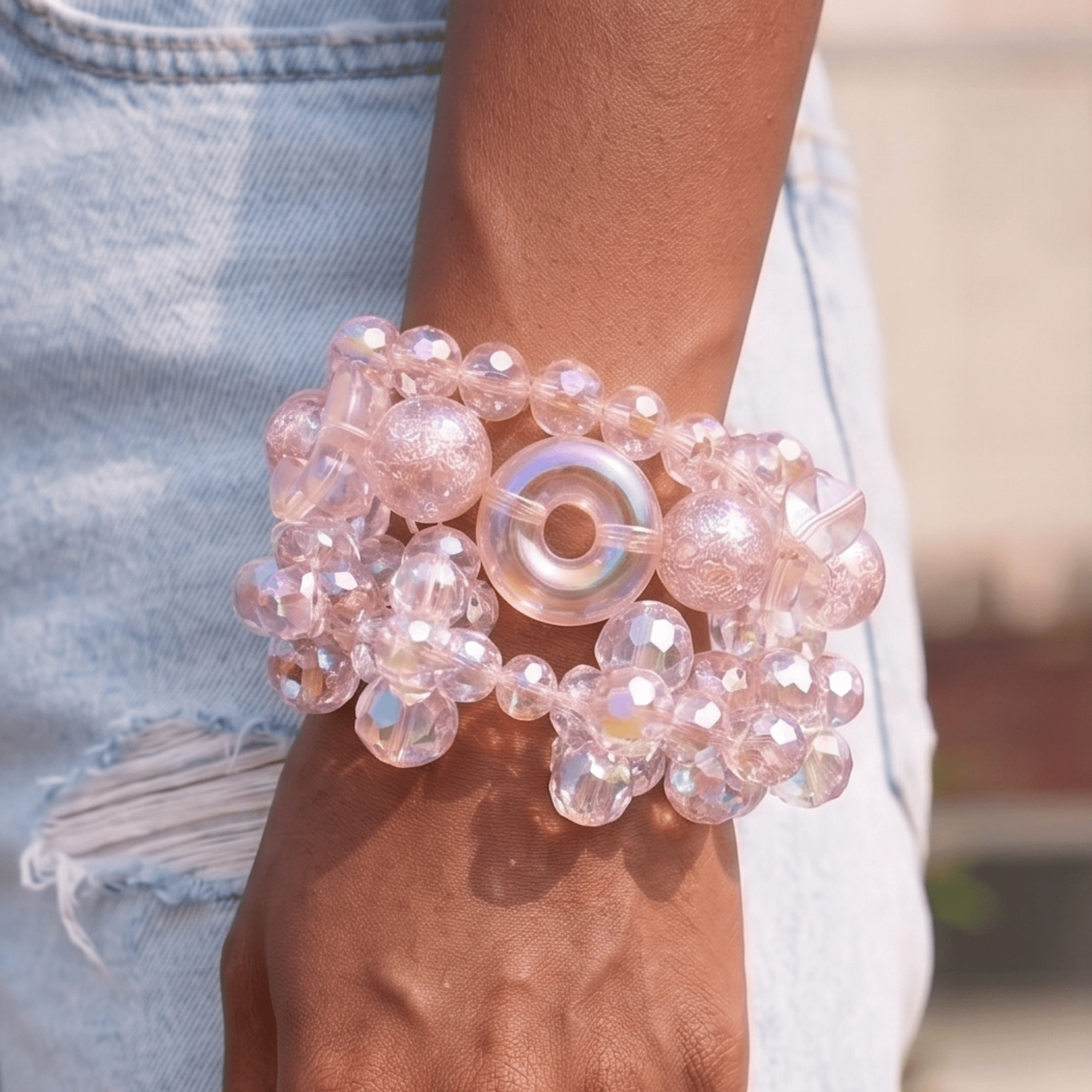 Alana Bubble Cloud Stack - Pink,Bracelets, Sassy Jones,