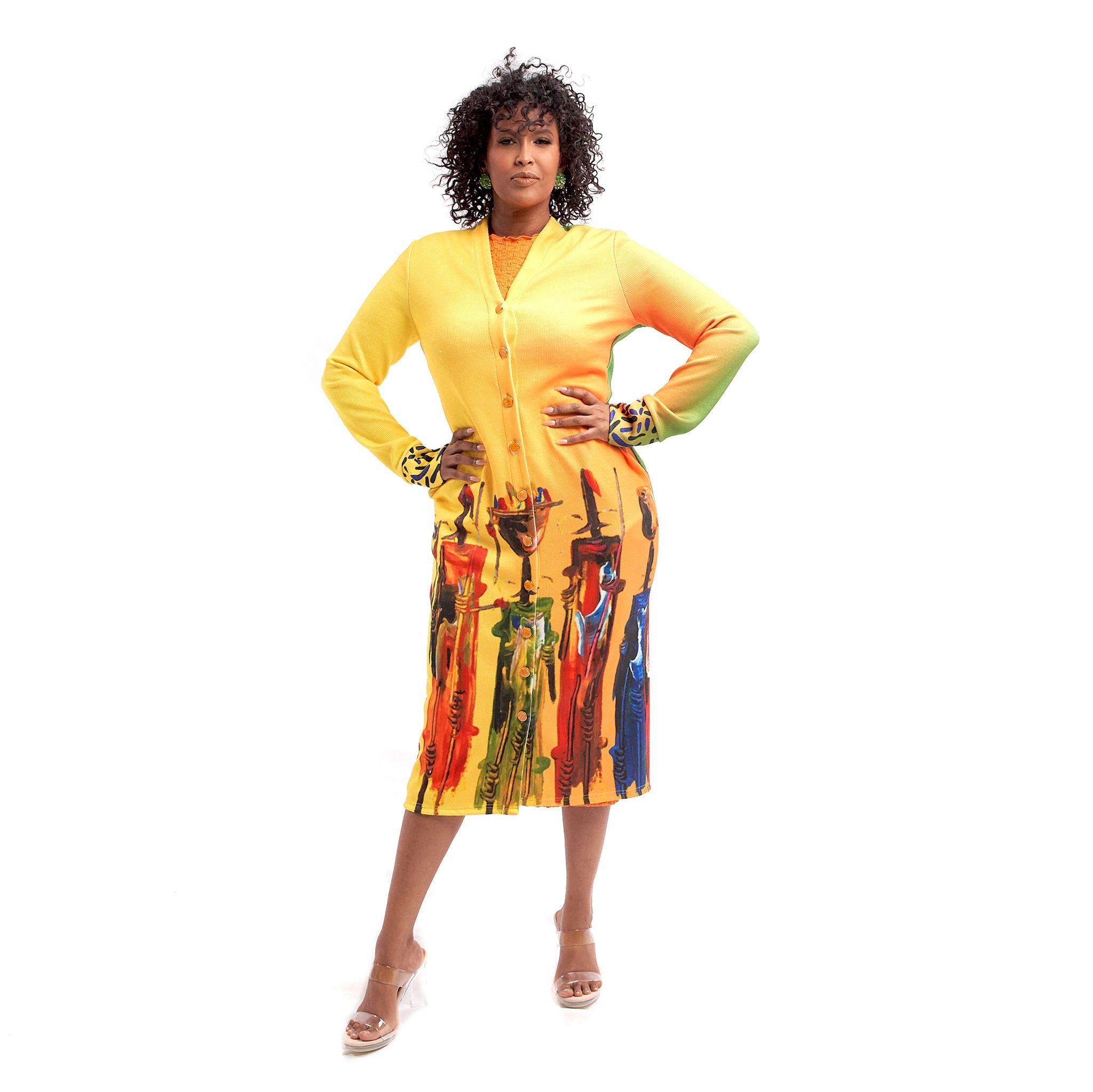 Amara Sweater Cardigan Dress- Maasai Sherrie - Sassy Jones