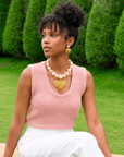 Amora Chunky Pearl Heart Chain - Ivory/Gold,Necklaces, Sassy Jones,