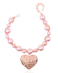 Amora Chunky Pearl Heart Chain - Pink/Rose Gold,Necklaces, Sassy Jones,