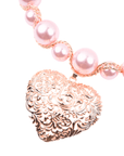 Amora Chunky Pearl Heart Chain - Pink/Rose Gold,Necklaces, Sassy Jones,