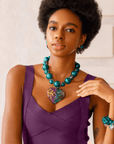 Amora Chunky Pearl Heart Chain - Rainbow Teal,Necklaces, Sassy Jones,
