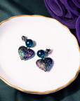 Amora Pearl Heart Dangles - Rainbow Teal,Earrings, Sassy Jones,