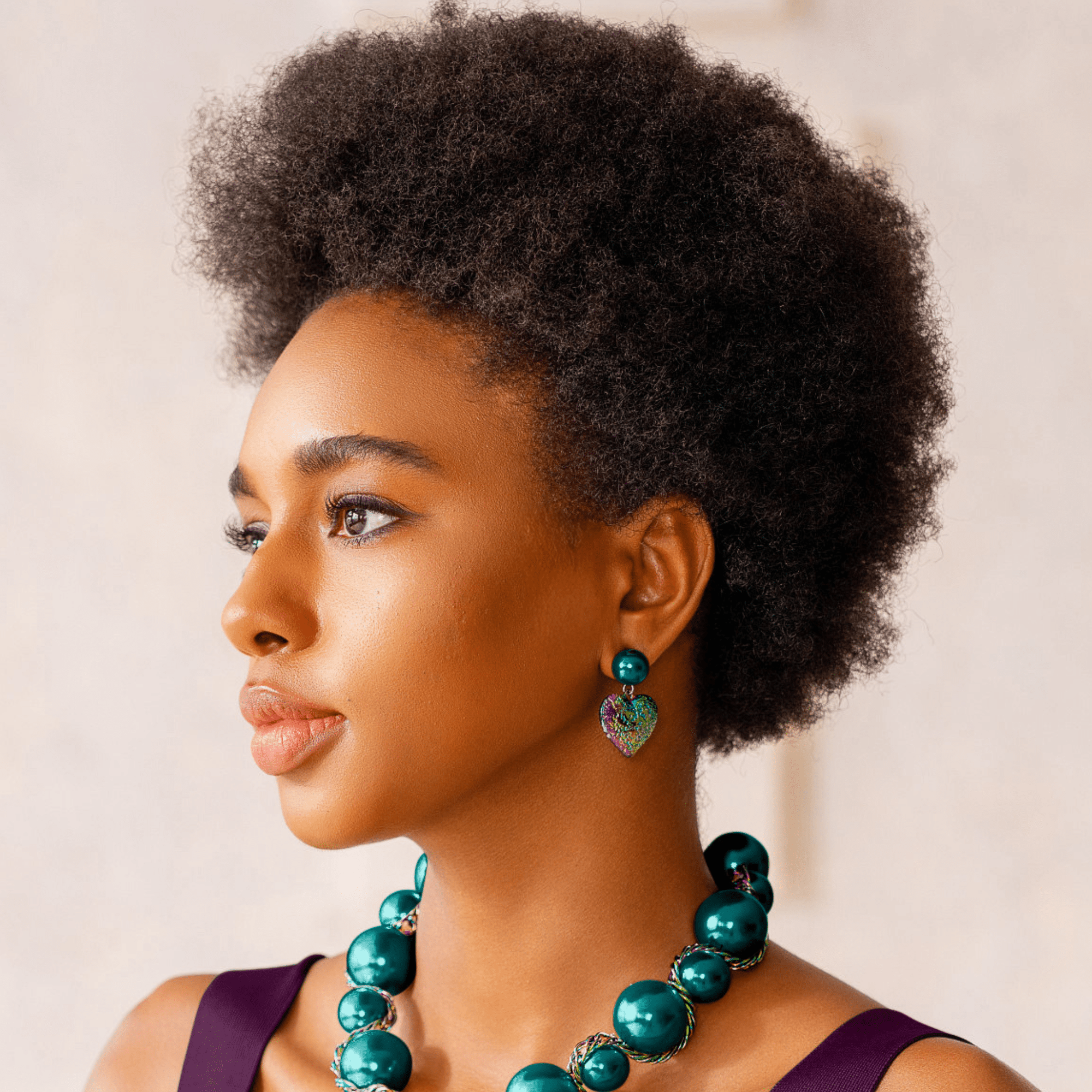 Amora Pearl Heart Dangles - Rainbow Teal,Earrings, Sassy Jones,