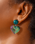 Amora Pearl Heart Dangles - Rainbow Teal,Earrings, Sassy Jones,