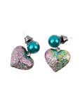 Amora Pearl Heart Dangles - Rainbow Teal,Earrings, Sassy Jones,