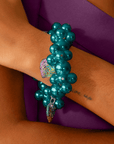 Amora Pearl Heart Stretch Bracelet - Rainbow Teal,Bracelets, Sassy Jones,