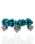 Amora Pearl Heart Stretch Bracelet - Rainbow Teal,Bracelets, Sassy Jones,