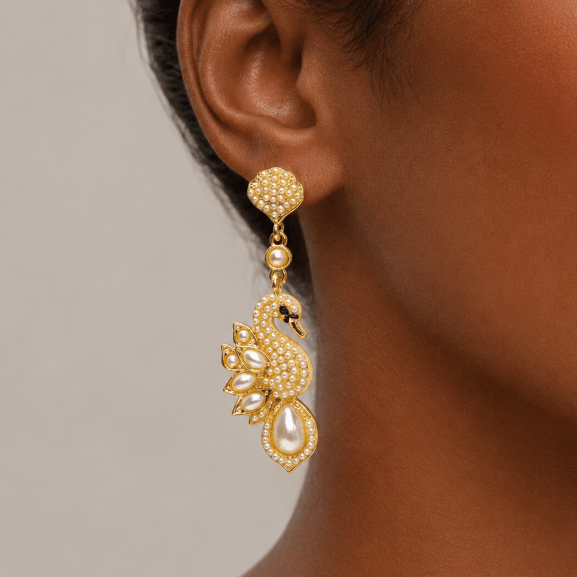 Anastasia Pearl Swan Dangle Earrings,Earrings, Sassy Jones,